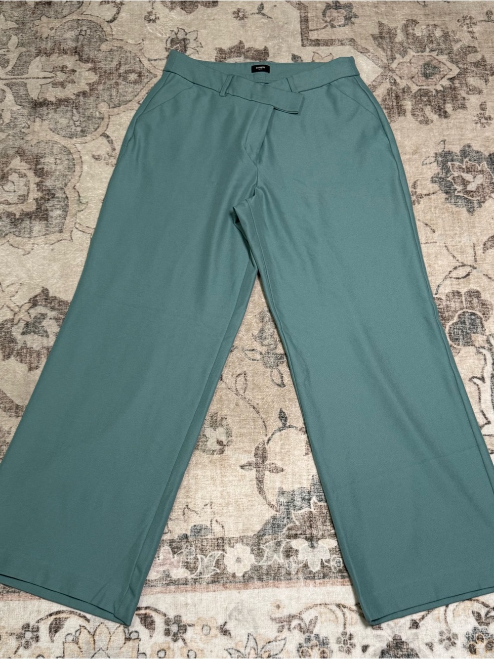 Express Editor Relaxed Trouser Mid Rise 12R Express Wide-Leg Pants in Teal